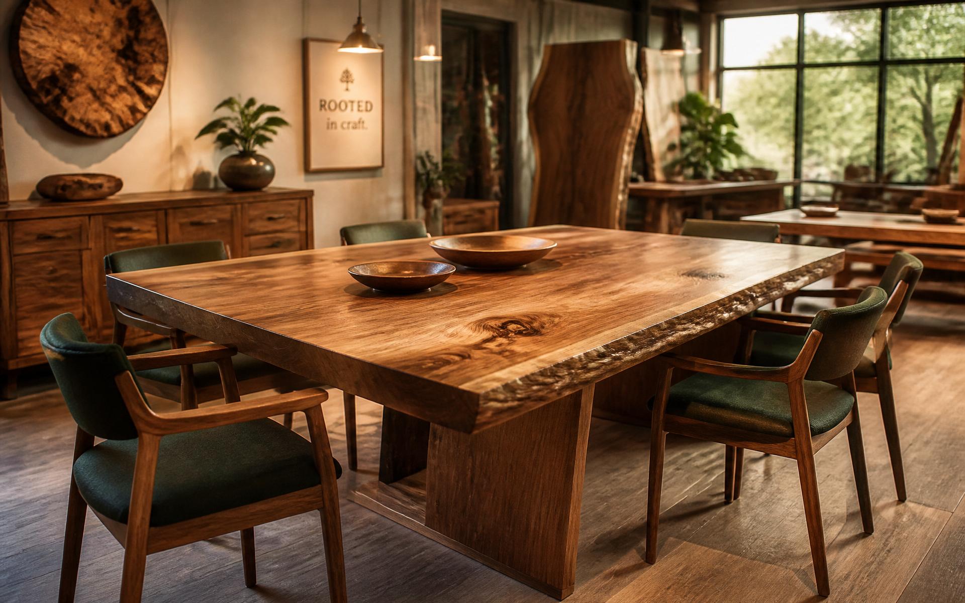 Table à manger en bois massif fabriquée à la main par MAKOTO WOOD FURNITURE